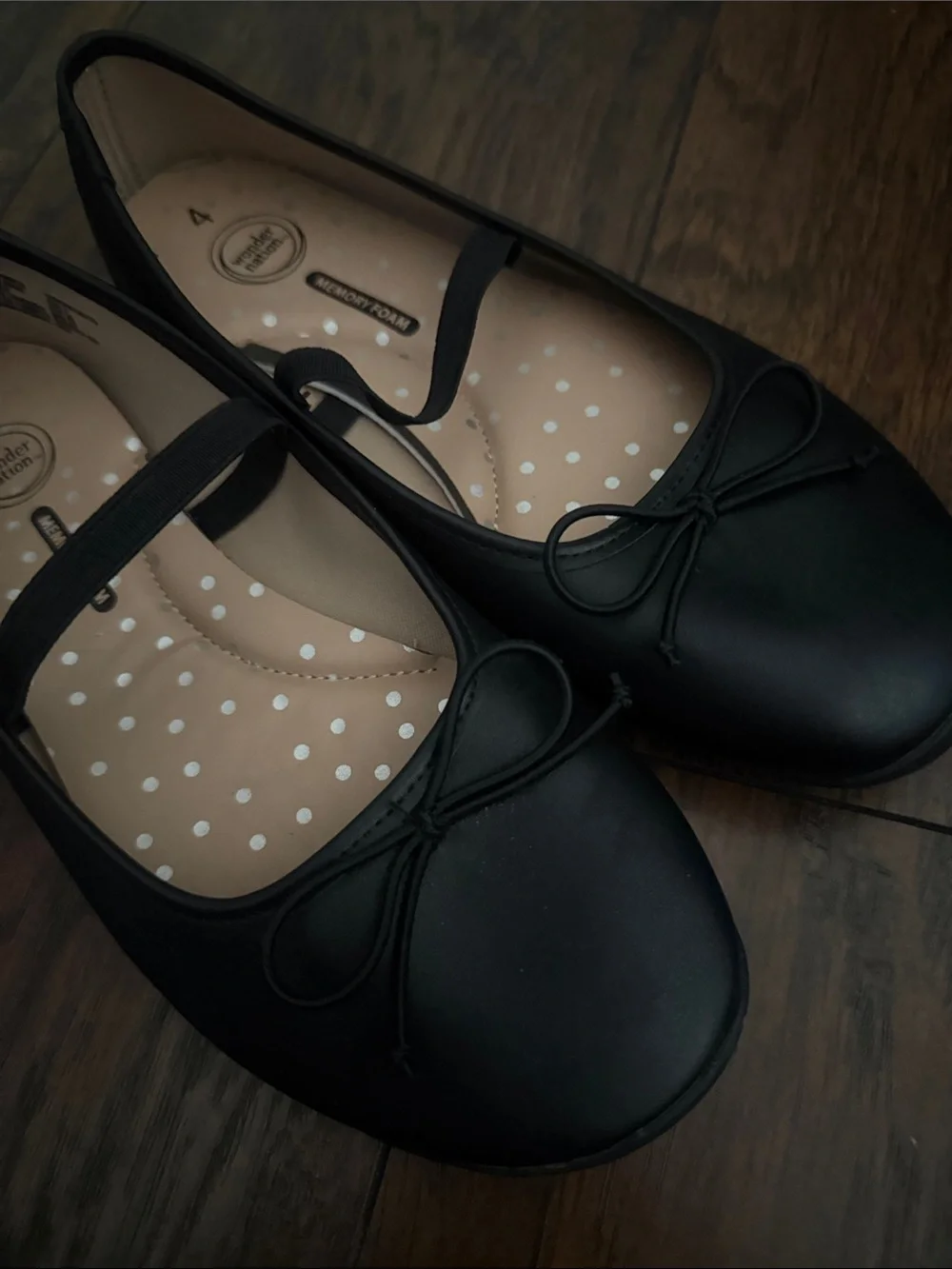 Wonder Nation Girls Bow Ballet Dress Shoes